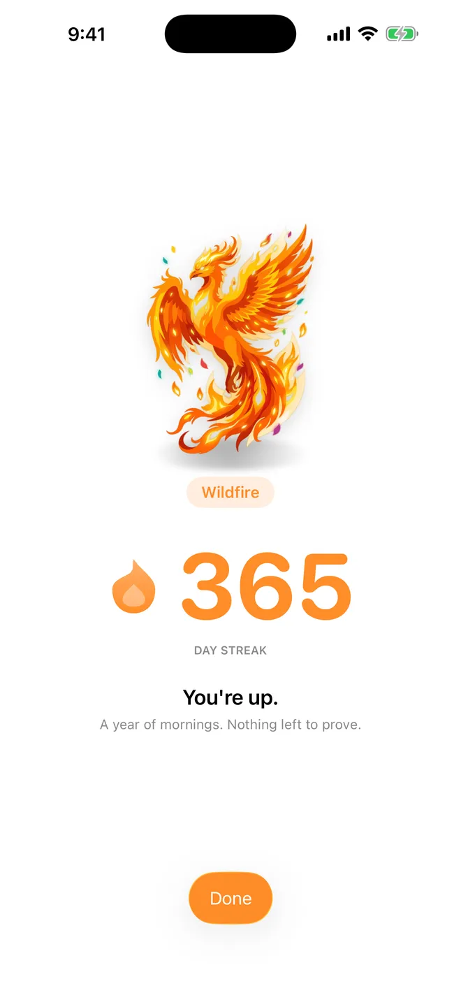 Roosta on iPhone — streak screen